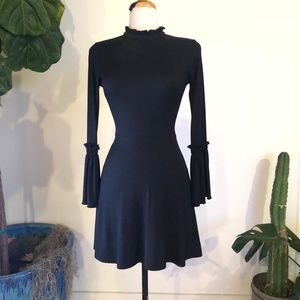 Topshop Mini Dress Ribbed Bell Sleeves